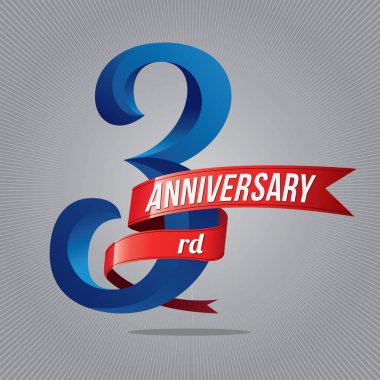 3 yıl yıldönümü kutlama logo. 3nd logo, gri backgr