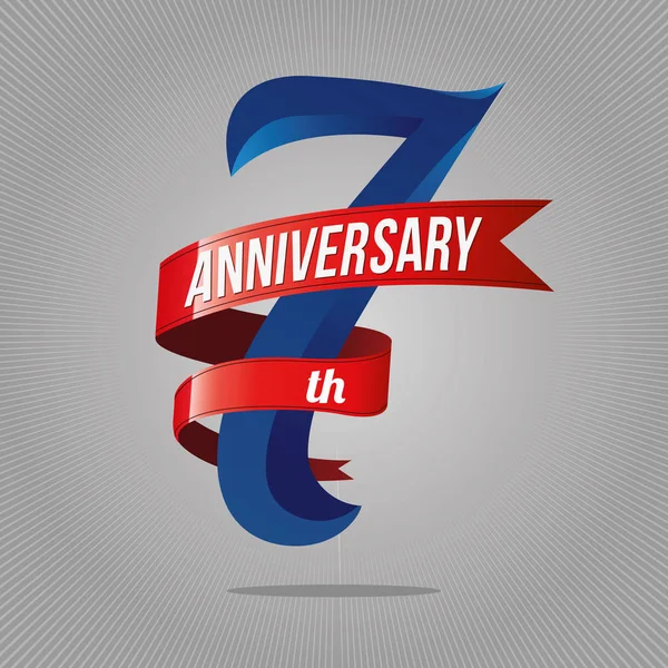 Logotype de célébration de 7 ans. 7ème logo, gris backgro — Image vectorielle