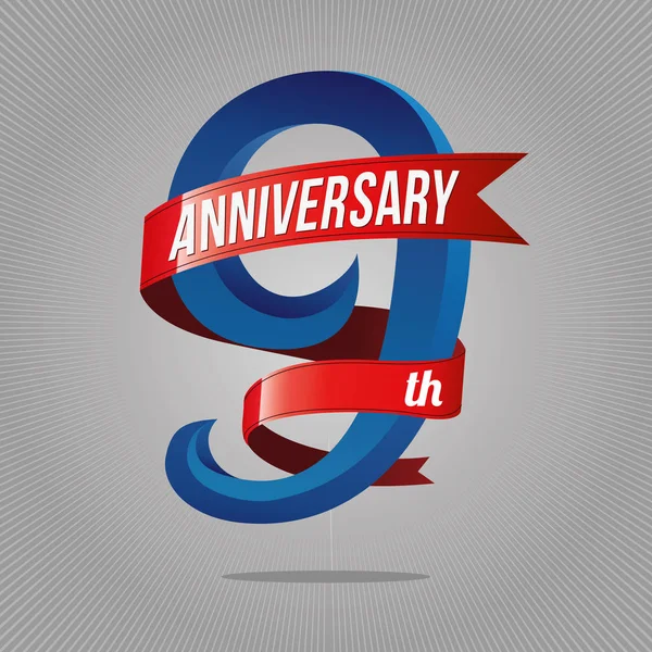 9 χρόνια επέτειο εορτασμού λογότυπο. 9ο λογότυπο, γκρι backgro — Διανυσματικό Αρχείο