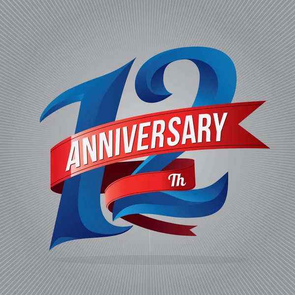 12 years anniversary celebration logotype. 12th anniversary logo — Stock Vector