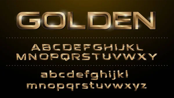 Alphabet Fonts Metallic Golden Effect Regular Letters Dark Background Alphabet — Stock Vector