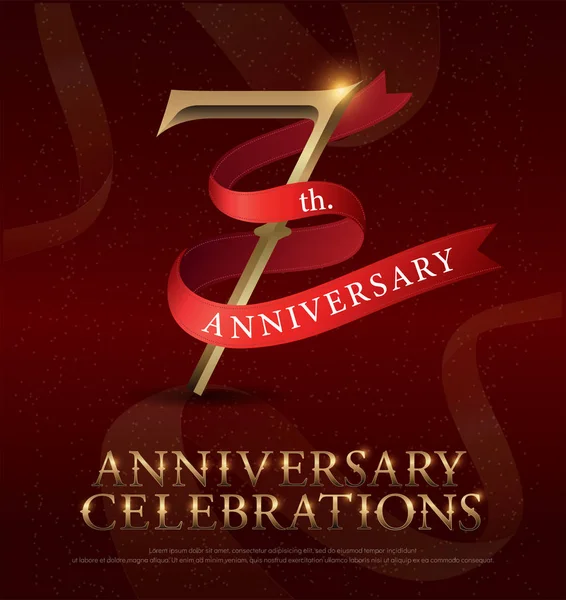 Aniversario Celebración Del Logotipo Oro Con Cinta Roja Sobre Fondo — Archivo Imágenes Vectoriales