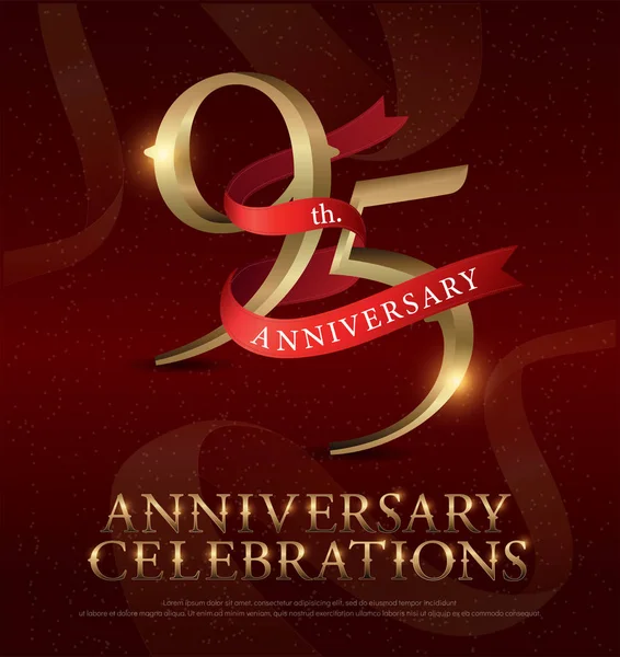 95º Aniversario Celebración Del Logotipo Oro Con Cinta Roja Sobre — Archivo Imágenes Vectoriales