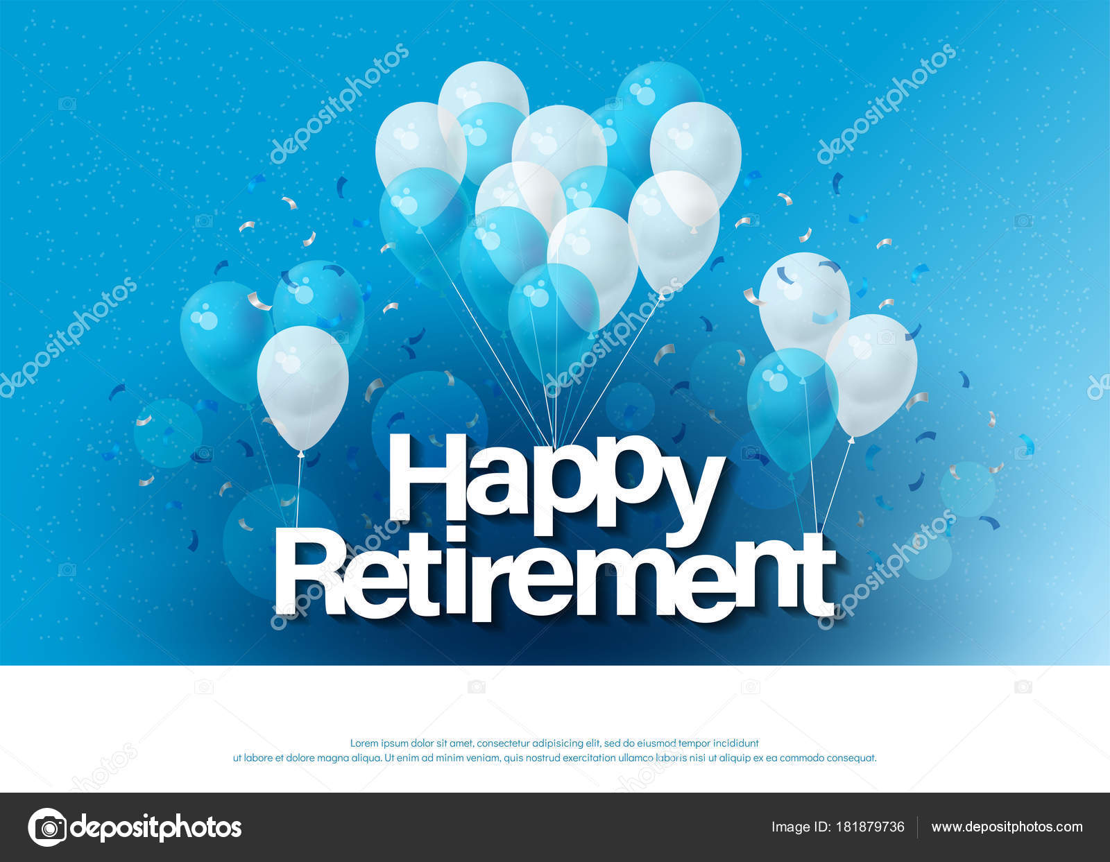 Happy Retirement Greeting Card Lettering Template Balloon Confetti Inside Retirement Card Template