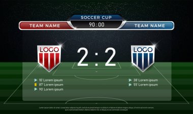 grafik şablonu, web, poster, afiş için futbol skor futbol çetele takım vs Takım B strateji yayın. vektör çizim