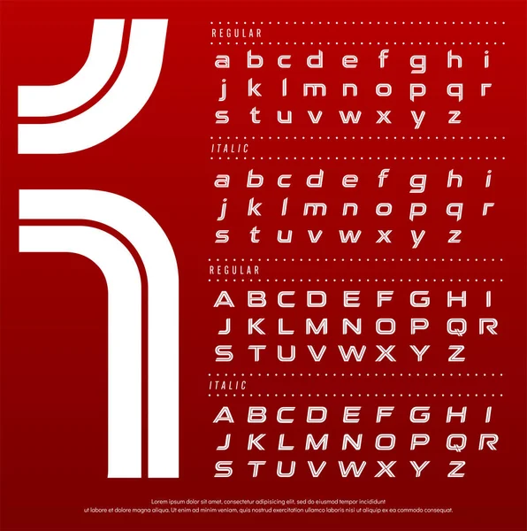 Schriftkonzept Für Sport Und Technologie Typografie Modern Style Rote Schriftkollektion — Stockvektor