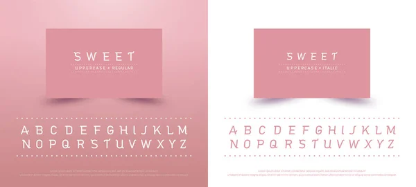 Sweet Alphabet Uppercase Font Tipografia Estilo Clássico Cor Rosa Coleção — Vetor de Stock