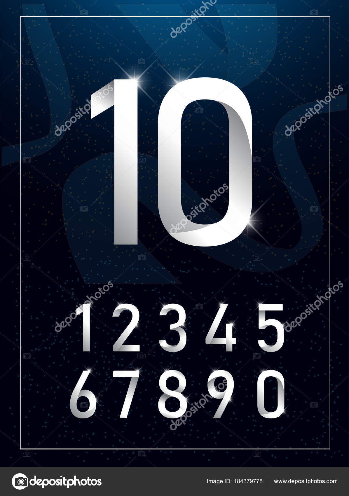 Elegant Silver Metal Numbers Silver Number Alphabet Typeface Glowing Text Stock Vector Image by