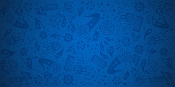 2018 Dünya Şampiyonası Futbol Kupası mavi arka plan futbol şablonu