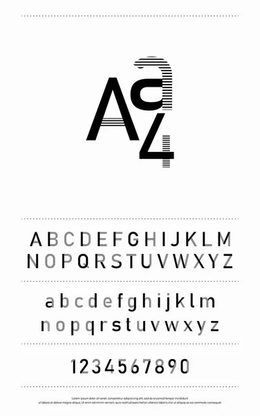 现代时髦的抽象字体字母和数字 设计徽标 请柬等 版式字体大写和小写 矢量插画 — 图库矢量图片