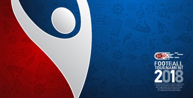 2018 Dünya Şampiyonası Futbol Kupası kırmızı ve mavi soyut ba
