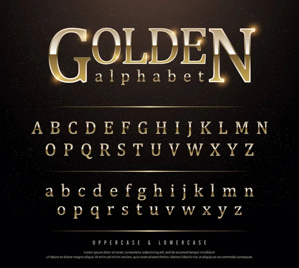 Годы Ретро Элегантный Золотой Цветной Металл Chrome Шрифт Набор Золотых — стоковый вектор