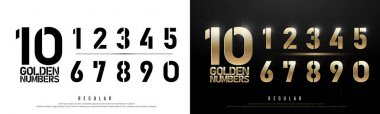 Teknoloji alfabe golden numaraları tasarımlar logo, Poster için metalik ve etkisi. Özel altın sayı harf tipografi düzenli yazı tipi dijital ve spor kavram