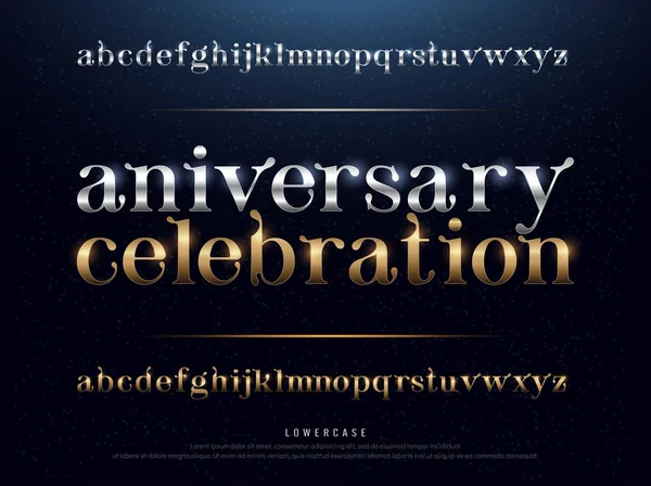 Zarif Gümüş Altın Yıldönümü Kutlama Renkli Metal Krom Alfabe Font — Stok fotoğraf
