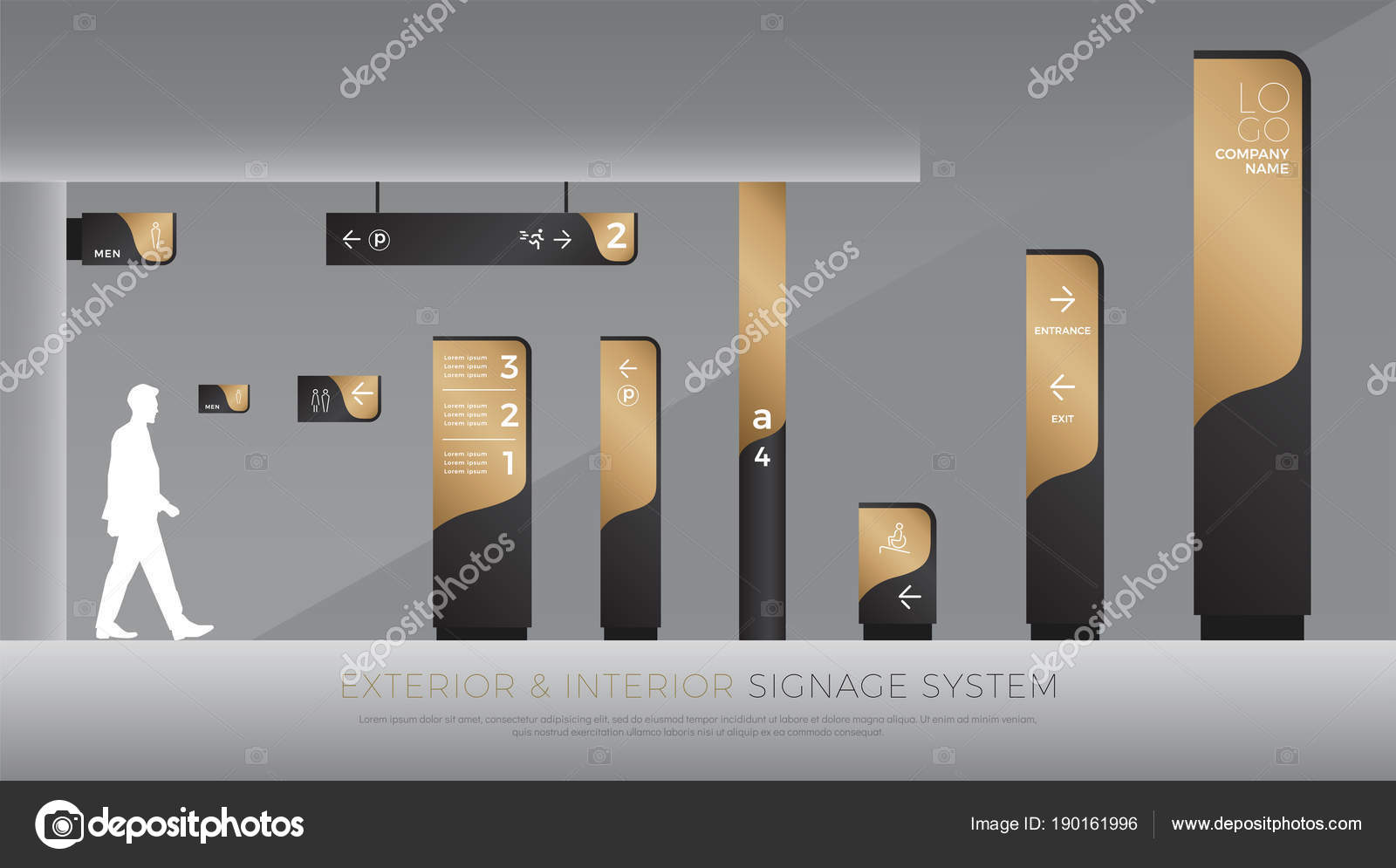 Exterior Interior Signage Concept Direction Pole Wall Mount Traffic