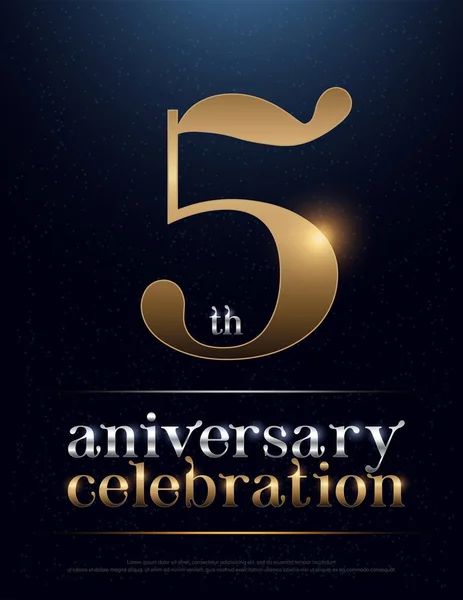 Anniversario Celebrazione Metallo Colorato Alfabeto Cromato Elegante Silver Golden Typography — Vettoriale Stock