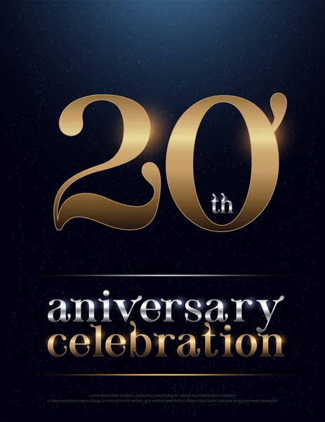 20Th Anniversary Celebration Color Metal Cromo Alfabeto Elegante Silver Golden — Vector de stock