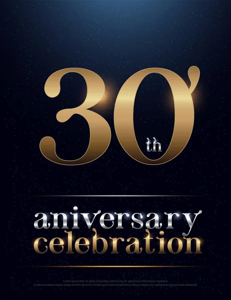 30Η Επέτειος Γιορτή Χρωματισμένο Μέταλλο Χρώμιο Αλφάβητο Κομψό Ασημένια Και — Διανυσματικό Αρχείο