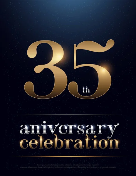 35Th Anniversary Celebration Color Metal Cromo Alfabeto Elegante Silver Golden — Archivo Imágenes Vectoriales