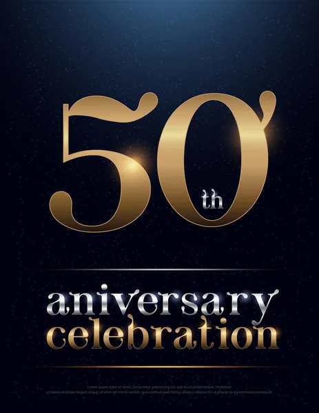 50Η Επέτειος Γιορτή Χρωματισμένο Μέταλλο Χρώμιο Αλφάβητο Κομψό Ασημένια Και — Διανυσματικό Αρχείο