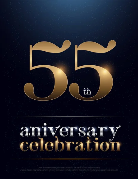 55Th Anniversario Celebrazione Metallo Colorato Alfabeto Cromato Elegante Silver Golden — Vettoriale Stock