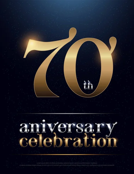 70Th Anniversary Celebration Color Metal Cromo Alfabeto Elegante Silver Golden — Archivo Imágenes Vectoriales