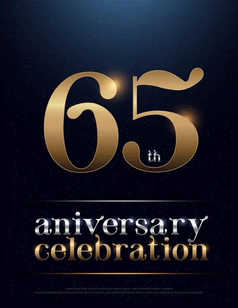 65Th Anniversary Celebration Color Metal Cromo Alfabeto Elegante Silver Golden — Archivo Imágenes Vectoriales