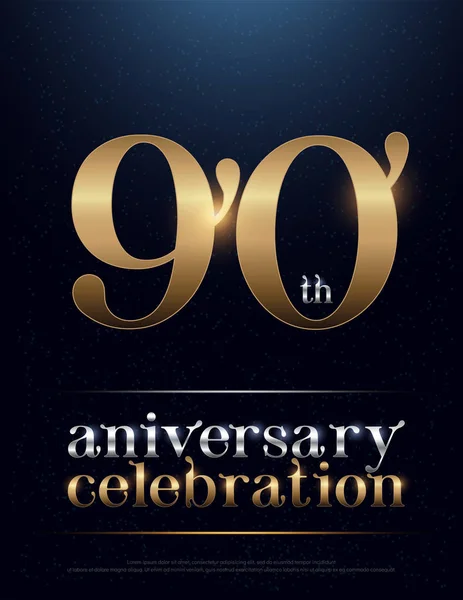 90Th Anniversary Celebration Color Metal Cromo Alfabeto Elegante Silver Golden — Archivo Imágenes Vectoriales