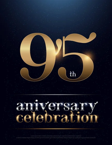 95E Verjaardag Viering Gekleurde Metaal Chroom Alfabet Elegante Zilveren Gouden — Stockvector