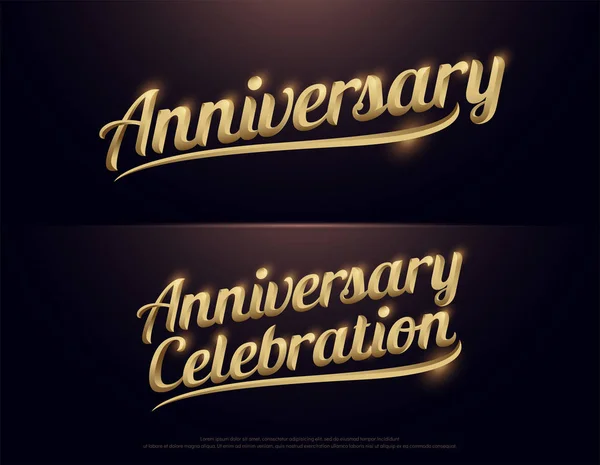 Anniversary Celebration Golden Logo Calligraphy Lettering Handwritten Phrase Gold Text — Stock Vector