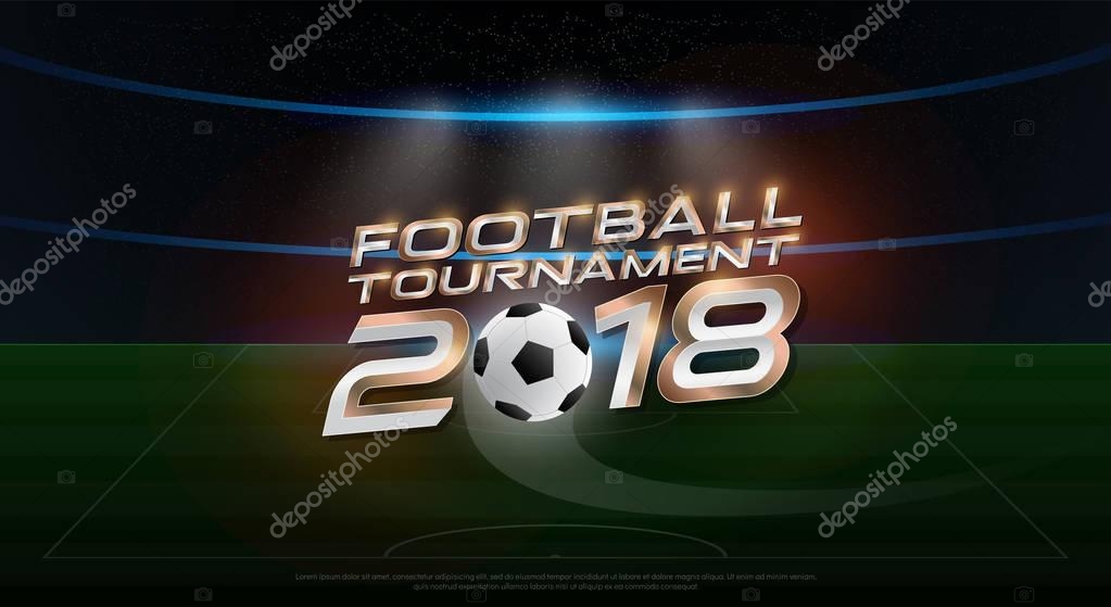 2018 world championship football tournament cup logo on stadium background. soccer logo broadcast graphic template. vector illustration