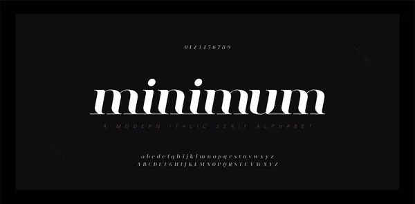 Elegante Alfabeto Impressionante Letras Itálico Fonte Número Clássico Lettering Minimal —  Vetores de Stock