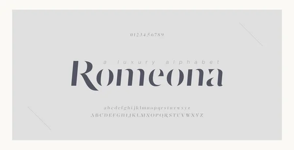 Elegant Luxury Alphabet Letters Font Number Classic Italic Lettering Minimal — Stock Vector
