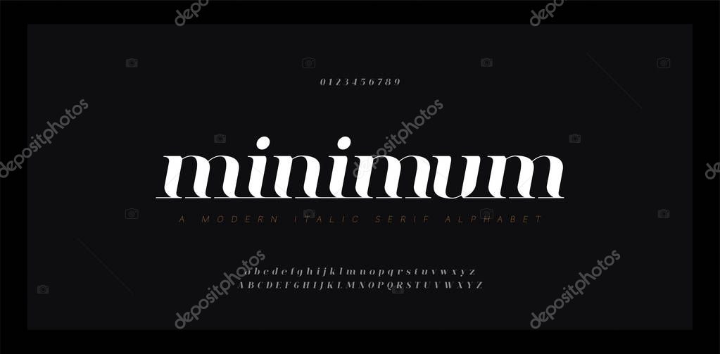 Elegant awesome alphabet letters italic font and number. Classic Lettering Minimal Fashion Designs. Typography fonts regular uppercase and lowercase. vector illustration