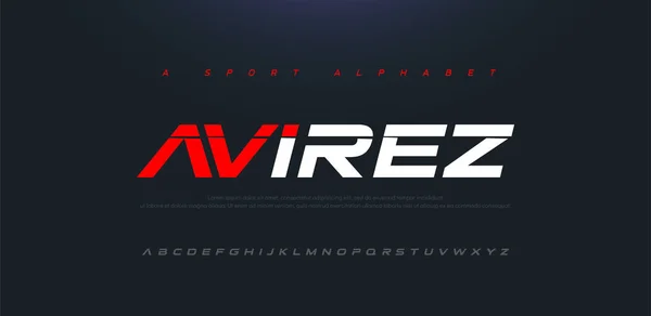 Inggris Sport Modern Future Italic Alphabet Font Gaya Tipografi Huruf - Stok Vektor