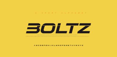 Modern Geleceğin İtalyan Alfabe Yazıtipi. Teknoloji, dijital, film logosu için tipografi kentsel yazı tipleri. vektör illüstrasyonu