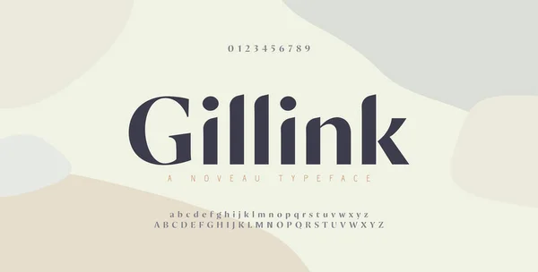 Zarif alfabe harfleri yazı tipi ve numarası. Klasik Bakır Harfler Minimum Moda Tasarımı. Tipografi yazı tipleri normal büyük ve küçük harf. vektör illüstrasyonu