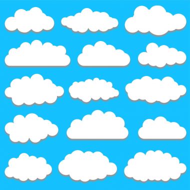 Düz beyaz bulutların üstünde mavi gökyüzü