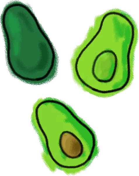 Avokado doodle illüstrasyon. Beyaz arka plan üzerinde avokado. Vektör çizim 