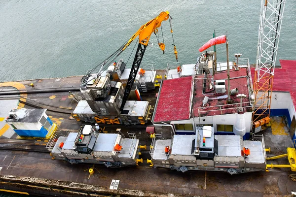 Mules Utilisées Aux Écluses Gatun Sur Canal Panama — Photo