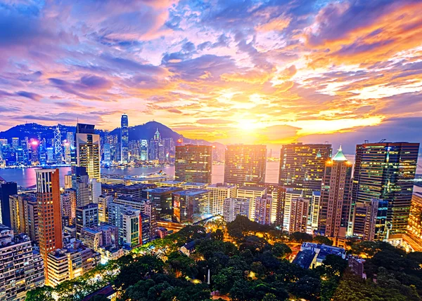 Hong Kong city at sunset — Stock Photo, Image