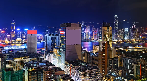 Гонконгский горизонт ночью — стоковое фото