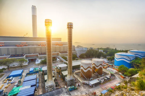 Hong kong Kraftwerk bei Sonnenuntergang — Stockfoto