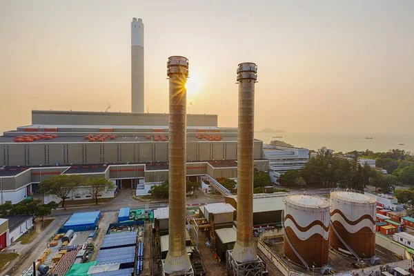 Hong Kong kraftverk vid solnedgången — Stockfoto