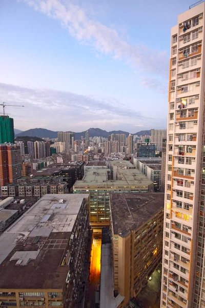 Hongkong urban area in sunset moment — Stock Photo, Image