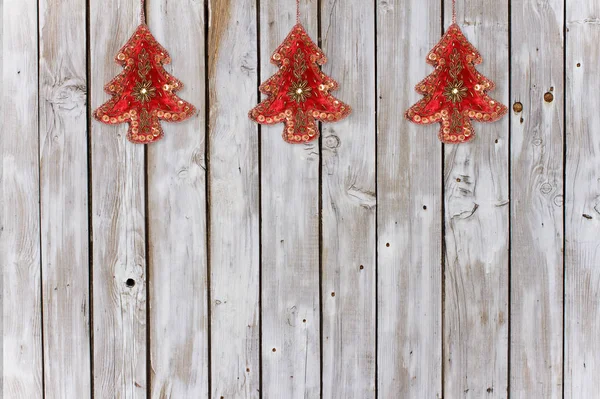 Decoration with Christmas Tree Velvet Ornaments on Weathered Natural Background — Stock Photo, Image