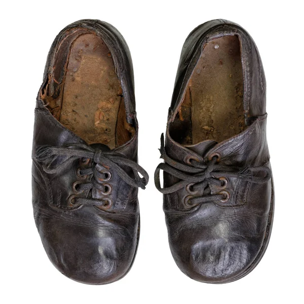 Sapatos infantis artesanais vintage em branco — Fotografia de Stock