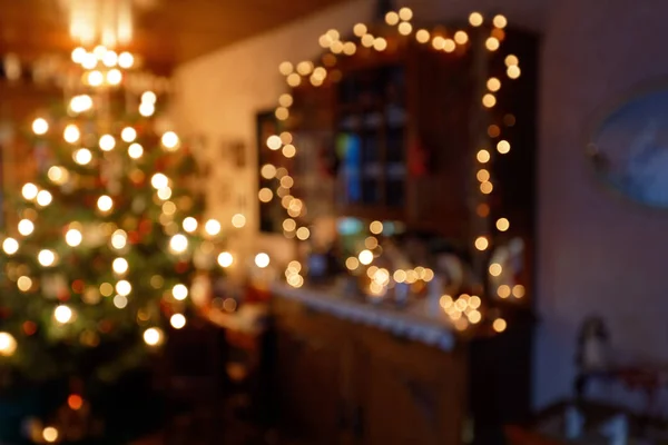 Θολή Φωτισμός Οικογενειακό Δωμάτιο Στην Εποχή Των Χριστουγέννων — Φωτογραφία Αρχείου