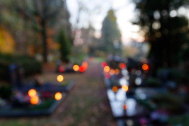 Commemoration at Dusk on All Saints' Day - Blurred Scene 