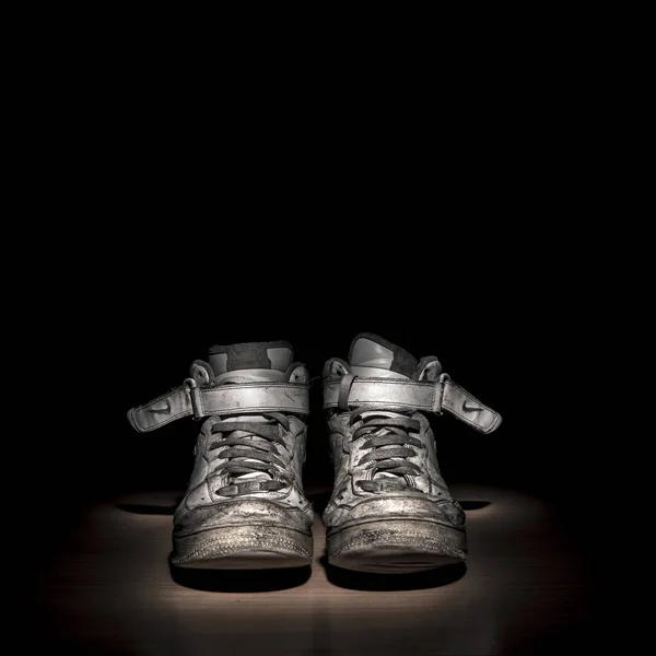 Pavia Italia Agustus 2016 Sepasang Sepatu Putih Nike Air Force — Stok Foto
